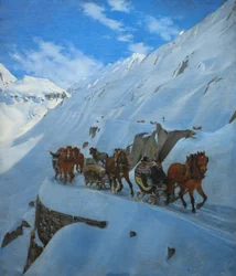 Post Convoy at Saint-Gotthard in Winter